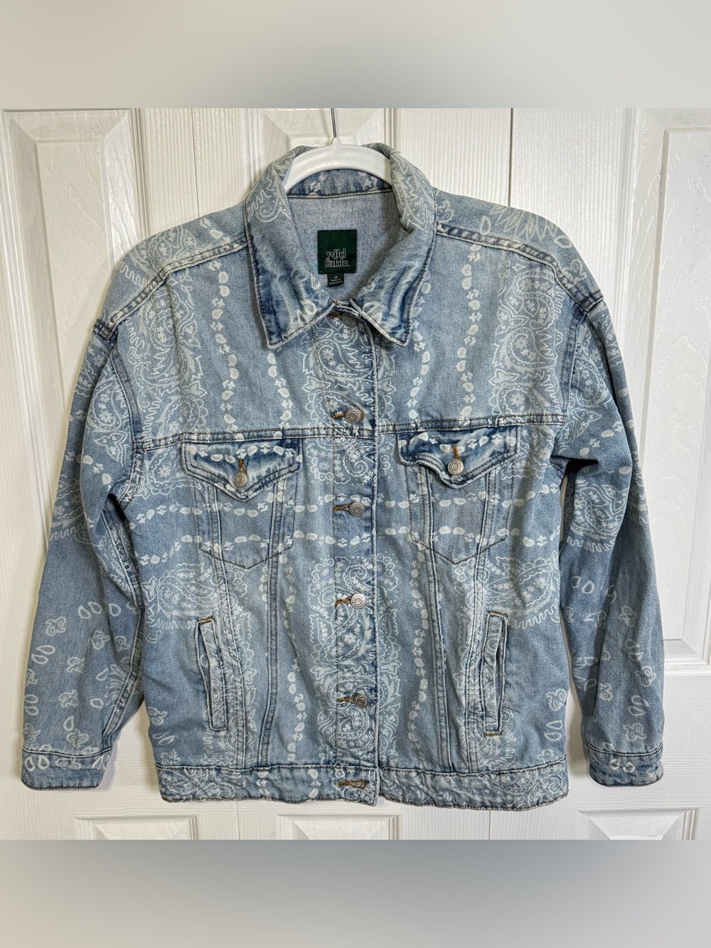 Wild Fable Bandana Paisley Print Denim Jacket XS